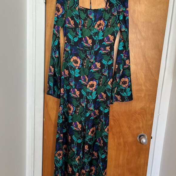 NWT Topshop Floral Wide Leg Silky Jumpsuit US Size 4 - Picture 5 of 8